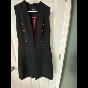 New, black, burgundy trim, gold buttons